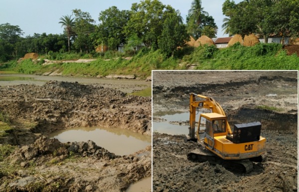 ভাঙ্গুড়ায় সড়কের ধারে পুকুর খননের অভিযোগ